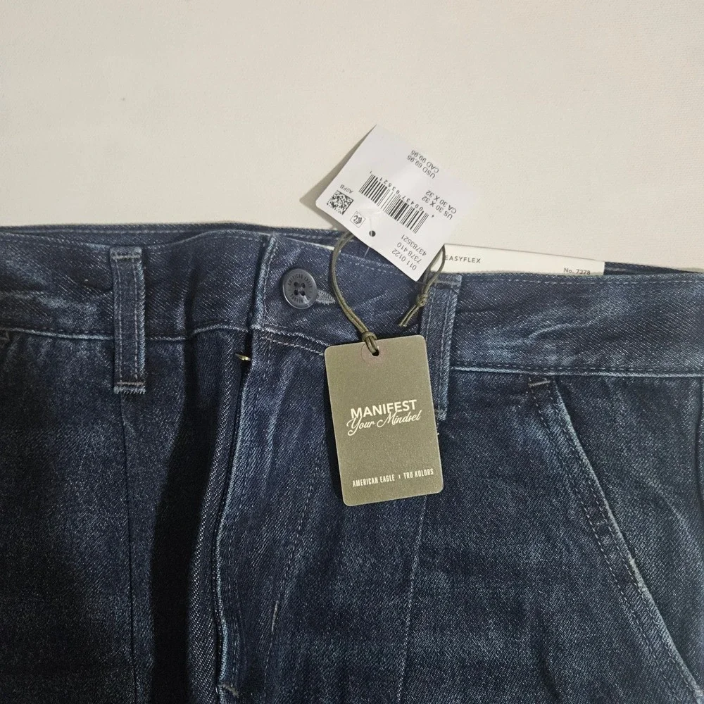 American Eagle x Tru Kolors Baggy Jean Navy Marine EasyFlex 30x32 NWT 7378-410 - Picture 5 of 7